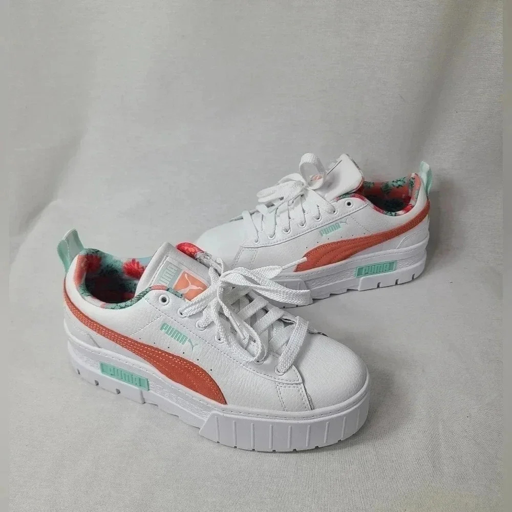 Puma Youth White Mayze Flower Aura 2 Sneakers Casual Shoes Size 7